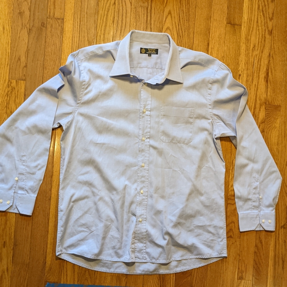 Brooksfield Gold Line Men's Light Blue Button Dwn Dress Shirt Egyptian Cotton 46